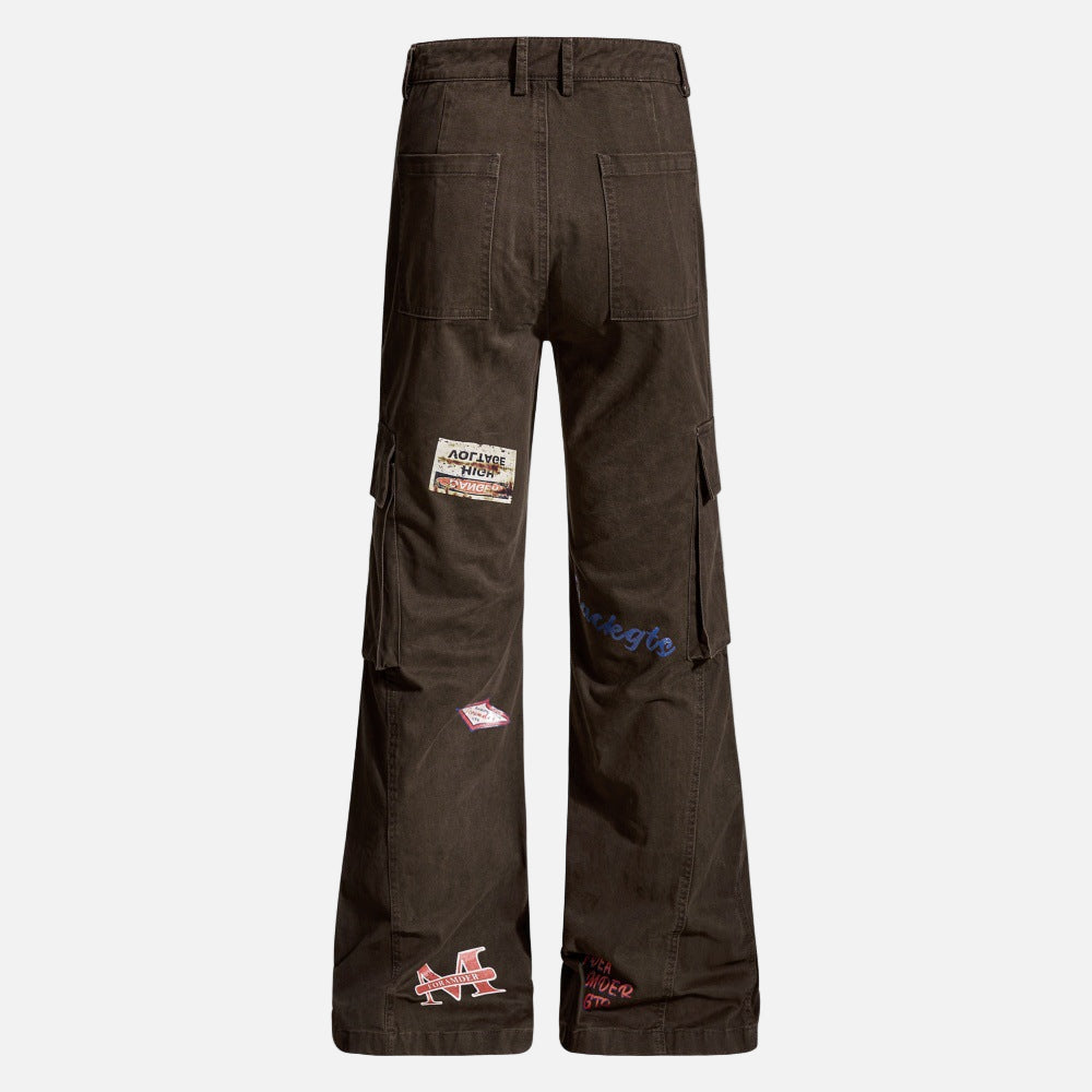 Trendy Niche Loose Flared Cargo Jeans