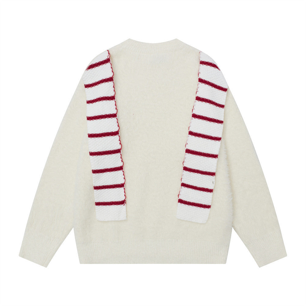 Fashionable European With Shawl Scarf Sweater