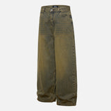 Vintage Yellow Dyed Old Washable Denim Jeans