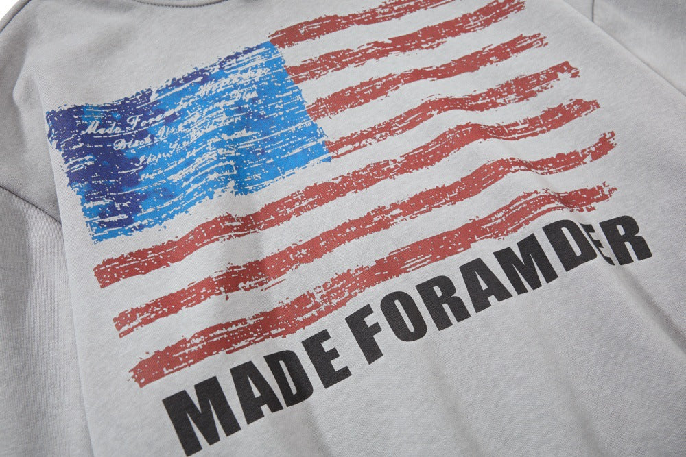 Spring Retro American Stripe Printed Hoodie