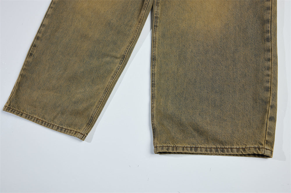 Vintage Yellow Dyed Old Washable Denim Jeans