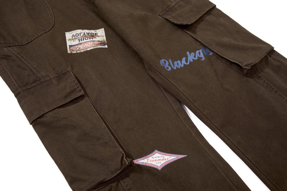 Trendy Niche Loose Flared Cargo Jeans