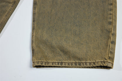 Vintage Yellow Dyed Old Washable Denim Jeans