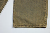 Vintage Yellow Dyed Old Washable Denim Jeans
