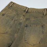 Vintage Yellow Dyed Old Washable Denim Jeans