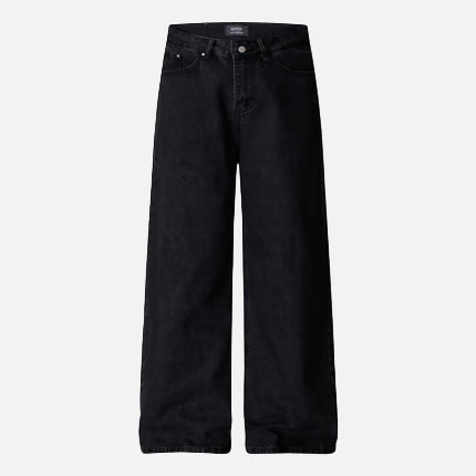 Vintage Style Letter Print Washed Denim Jeans