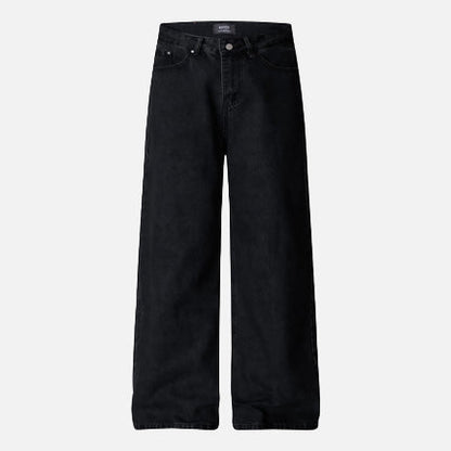 Vintage Style Letter Print Washed Denim Jeans