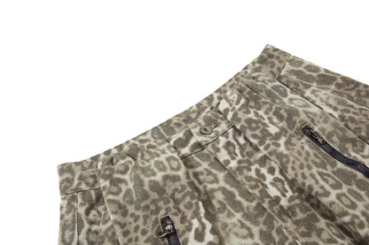 Streetwear Punk Leopard Print Wide Leg Pants