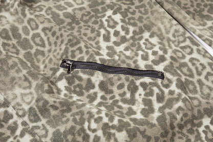 Streetwear Punk Leopard Print Wide Leg Pants