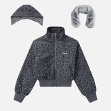 Trendy Leopard Print Faux Furr Hooded Padded Jacket