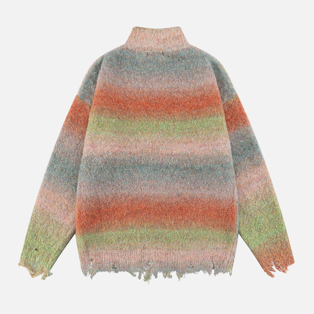 Lazy Style Colorful Gradient Knitwear Cardigan