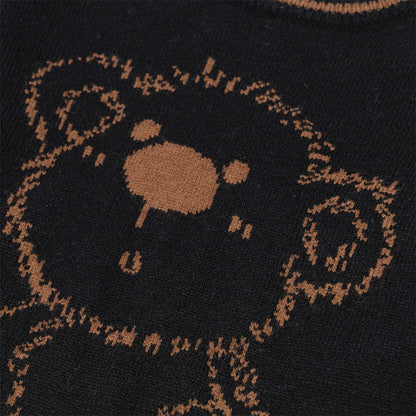 European Trend Bear Jacquard Crewneck Sweater