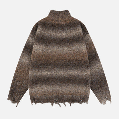Lazy Style Colorful Gradient Knitwear Cardigan