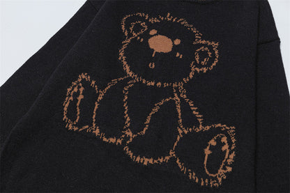 European Trend Bear Jacquard Crewneck Sweater