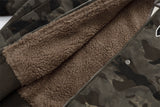 Camouflage Lined Cashmere Faux Furr Hooded Jacket