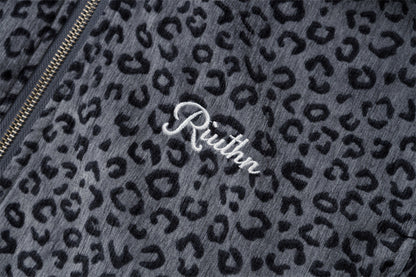 Trendy Leopard Print Faux Furr Hooded Padded Jacket