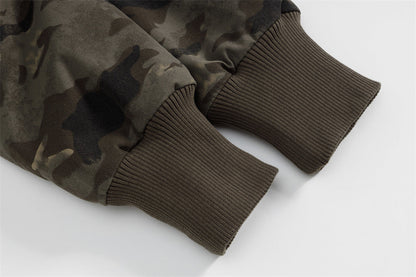Camouflage Lined Cashmere Faux Furr Hooded Jacket