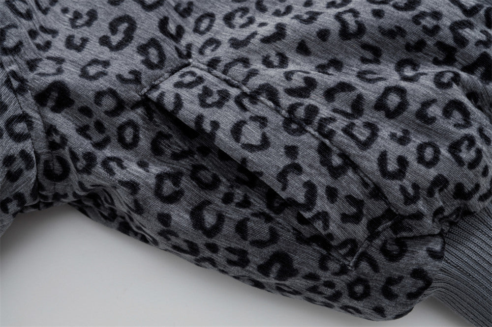 Trendy Leopard Print Faux Furr Hooded Padded Jacket