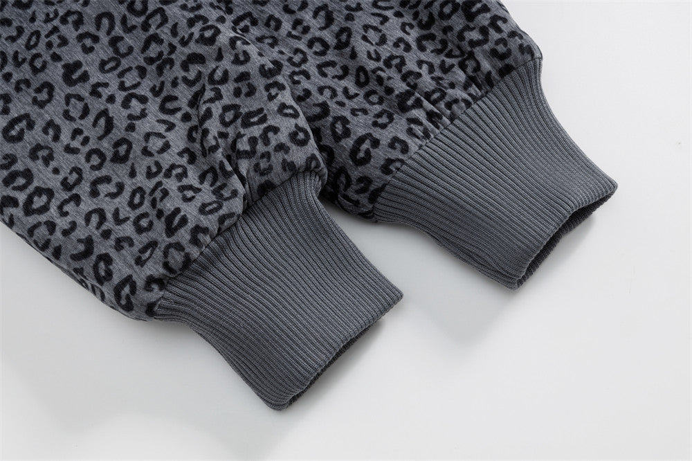 Trendy Leopard Print Faux Furr Hooded Padded Jacket