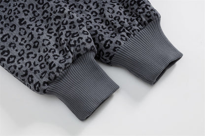 Trendy Leopard Print Faux Furr Hooded Padded Jacket