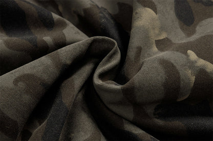 Camouflage Lined Cashmere Faux Furr Hooded Jacket