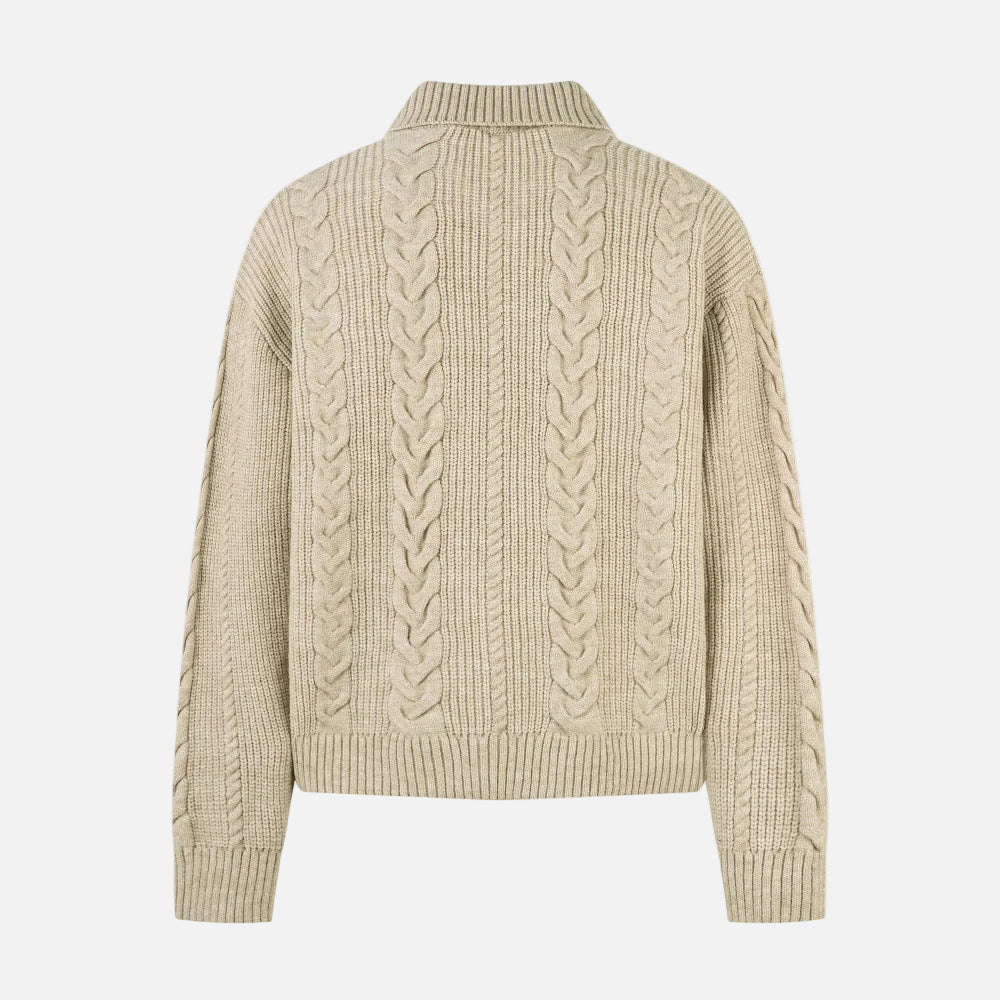 Trendy Twisted Texture Zipper Knit Cardigan
