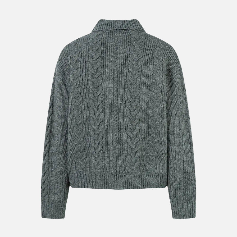 Trendy Twisted Texture Zipper Knit Cardigan