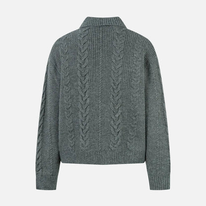 Trendy Twisted Texture Zipper Knit Cardigan