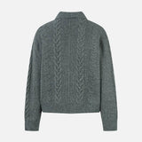 Trendy Twisted Texture Zipper Knit Cardigan