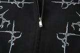 Flower Tattoo Fashionable Hip Hop Leather Jacket