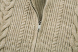 Trendy Twisted Texture Zipper Knit Cardigan
