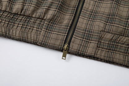 Vintage Plaid High Street High Neck Jacket