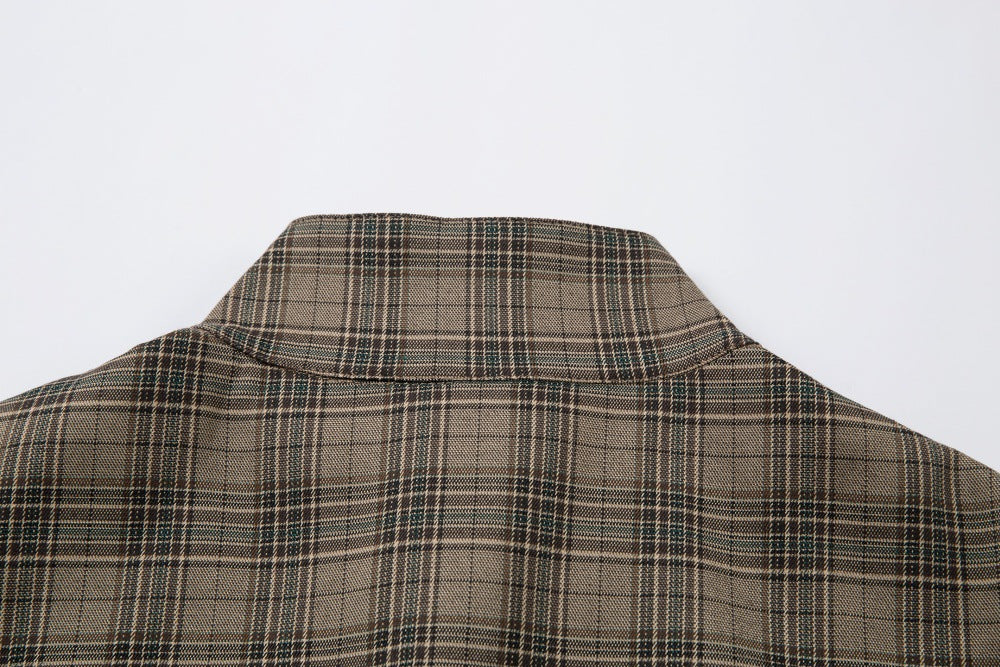 Vintage Plaid High Street High Neck Jacket