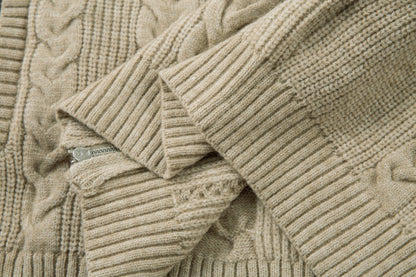 Trendy Twisted Texture Zipper Knit Cardigan