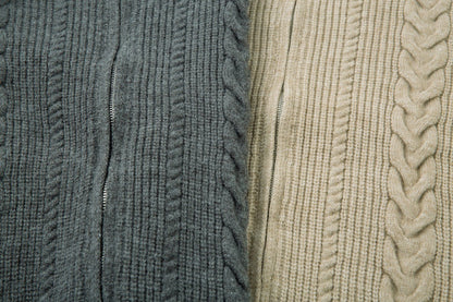 Trendy Twisted Texture Zipper Knit Cardigan