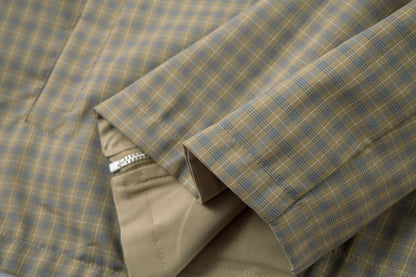 Trendy Plaid Lapel Zipper Two Way Wear Jacket