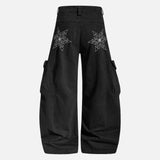 Embroidered American High Street Denim Cargo Jeans