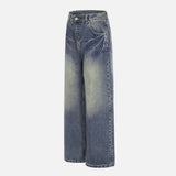 Trendy Brand Wash Denim Wide Leg Denim Jeans