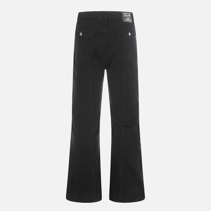 Solid Color Loose Microflared Casual Jeans