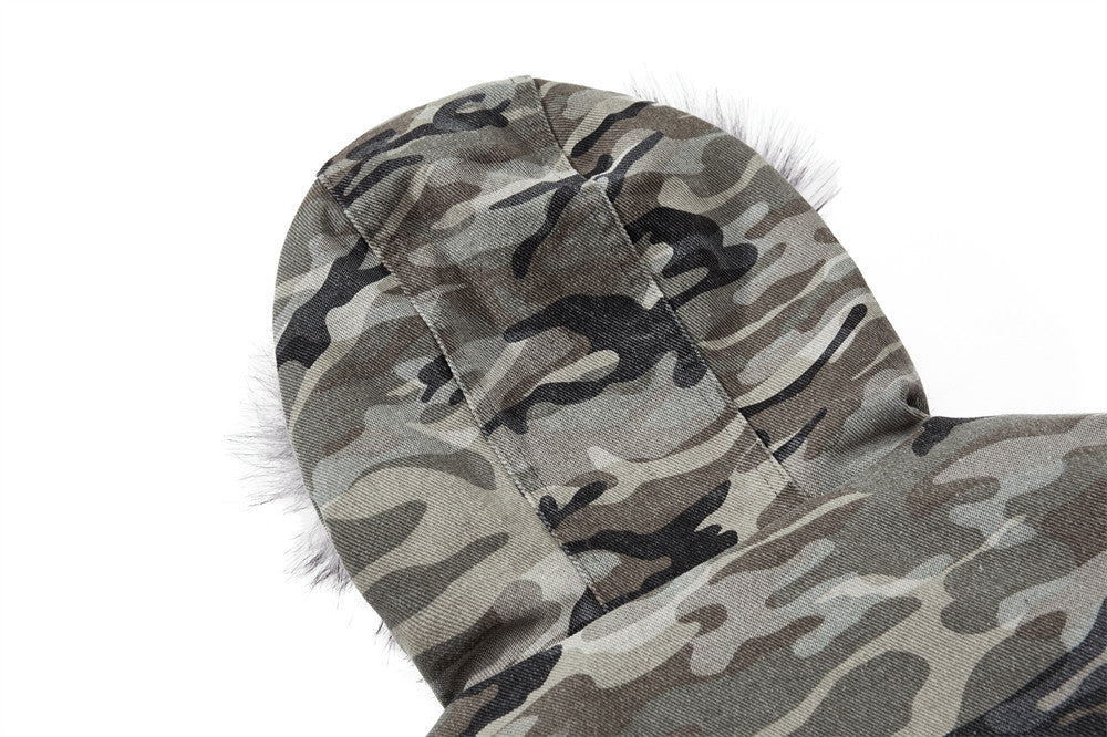 Warm Camouflage Fur Hooded Padded Jacket