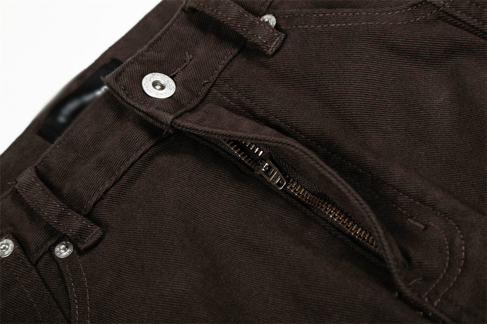 Solid Color Loose Microflared Casual Jeans