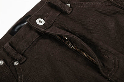 Solid Color Loose Microflared Casual Jeans
