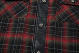 Plaid Single Breasted PU Leather Long Sleeved Shirt