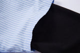 Vertical Stripe Fake Two Piece Long Sleeved Shirt