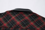 Plaid Single Breasted PU Leather Long Sleeved Shirt