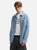 Rouge Plaid Cotton Frayed Long Sleeve Shirt