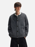 Streetwear Solid Color Sheep Wool Cardigan