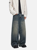 American Style Wide Leg Retro Washed Denim Jeans