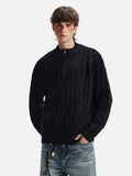 Cozy Solid Color Twist Knit Half-Zipper Sweater