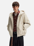 American Lovers Wool Collar Hooded Faux Fur Jacket